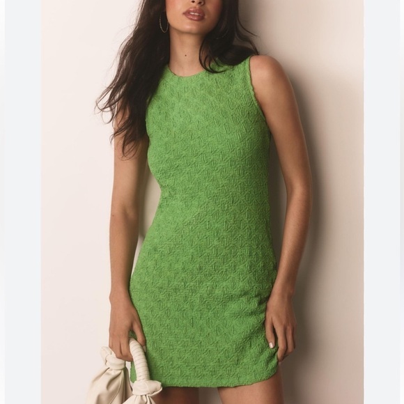 Anthropologie Porridge Textured Slim Knit Mini Dress in Kelly Green Sz M - Picture 1 of 9